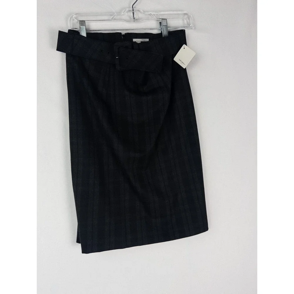 NWT Halogen Skirt Womens 6 Pencil Black Knit Belt Plaid Career‎ Office